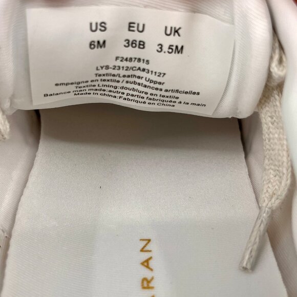 Donna Karan New York Binx Lace‑Up Sneaker Size 6M White Beige Gold Accent Retro - Picture 9 of 12